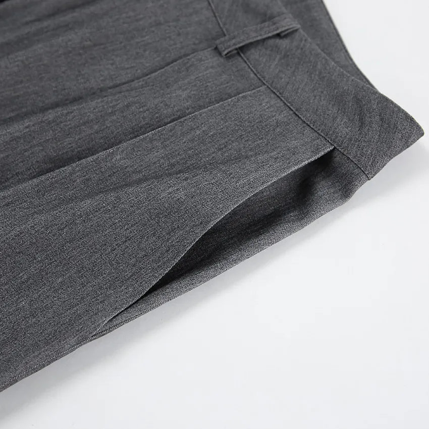 Classic Grey Pleat Front Suit Pants