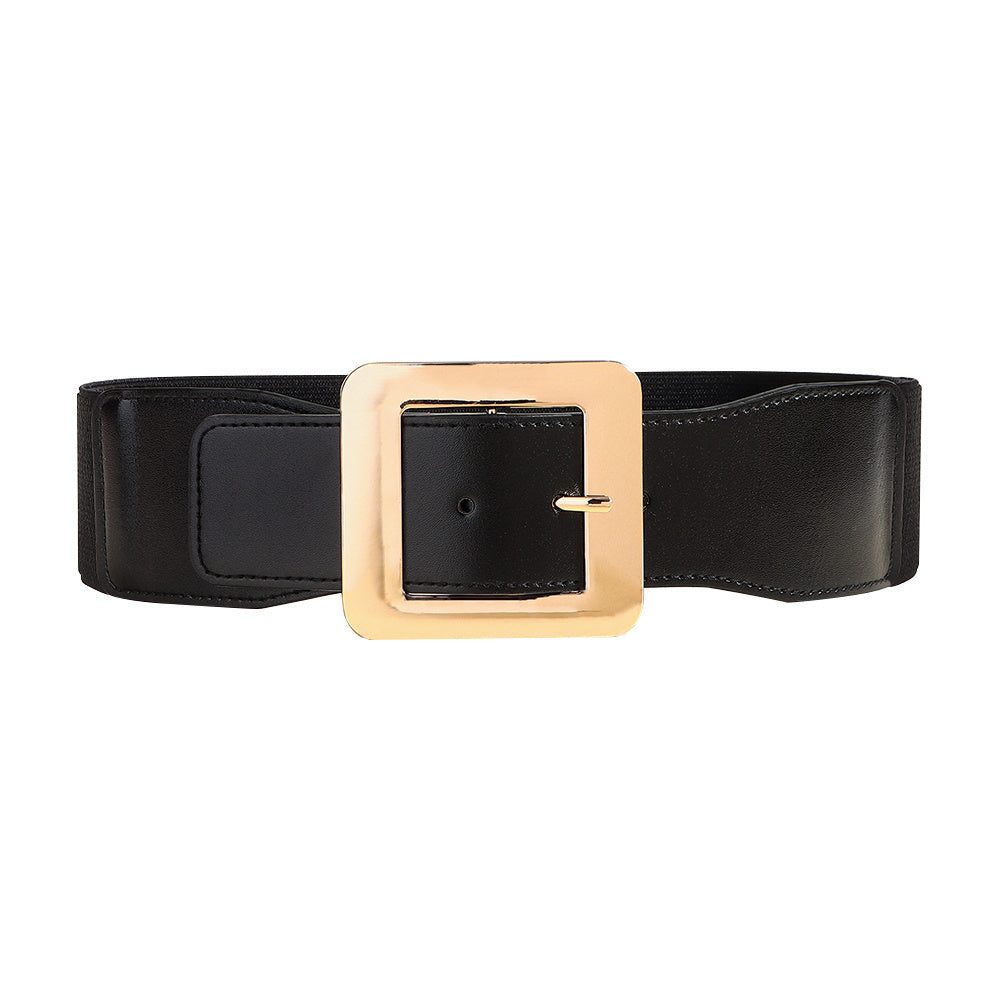 Retro Stretch Canvas Cinch Belt – Black