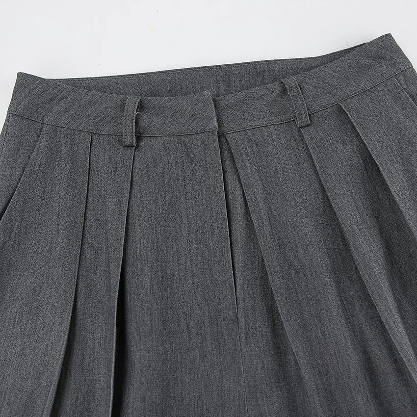 Classic Grey Pleat Front Suit Pants