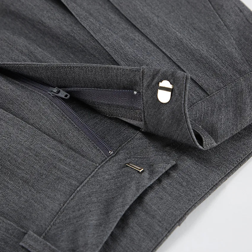 Classic Grey Pleat Front Suit Pants