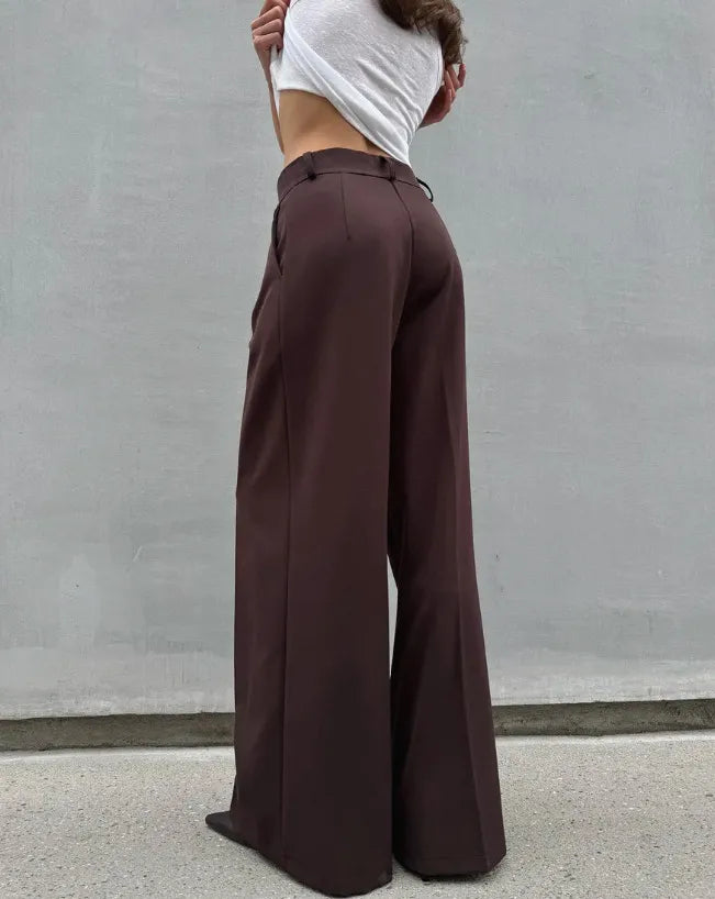 High Waist Espresso Drape Pants