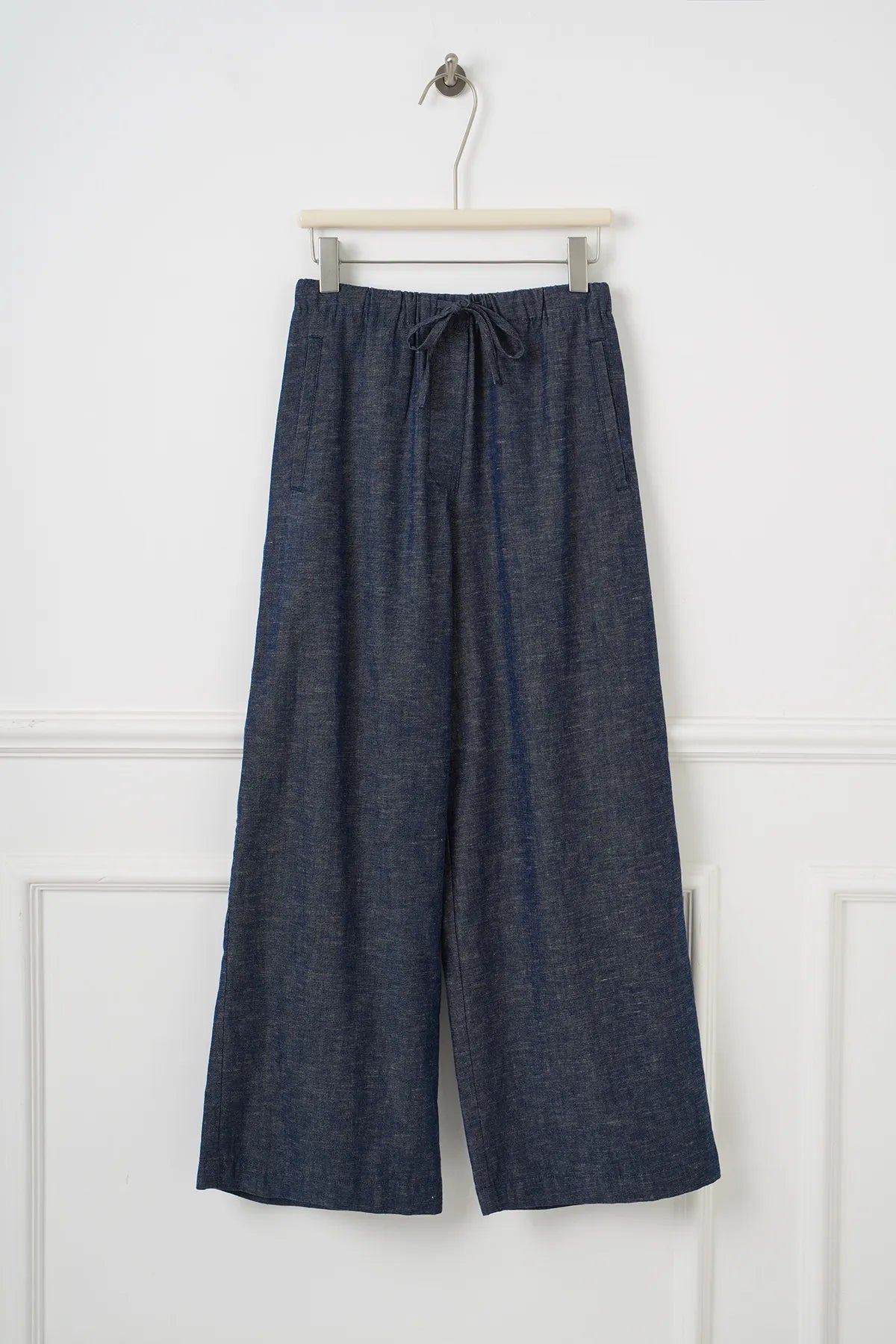 Navy Drawstring Linen Pant