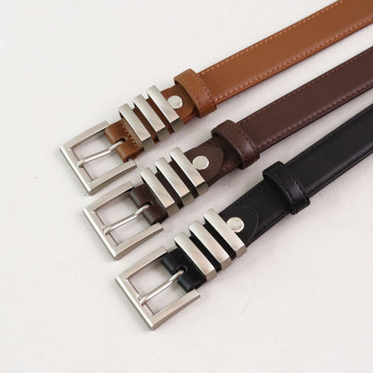 Classic Cowhide Leather Belt with Pin Buckle