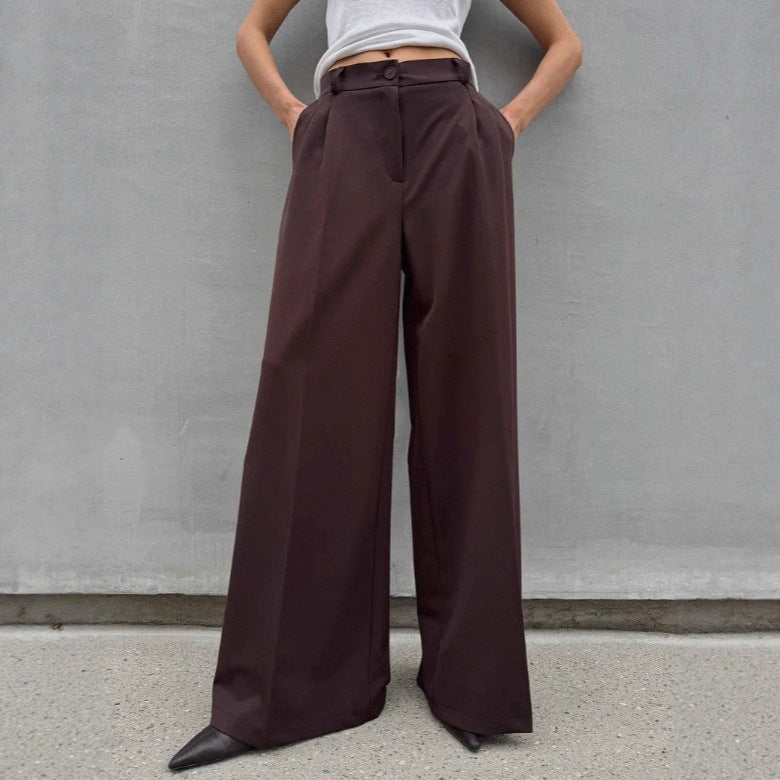 High Waist Espresso Drape Pants