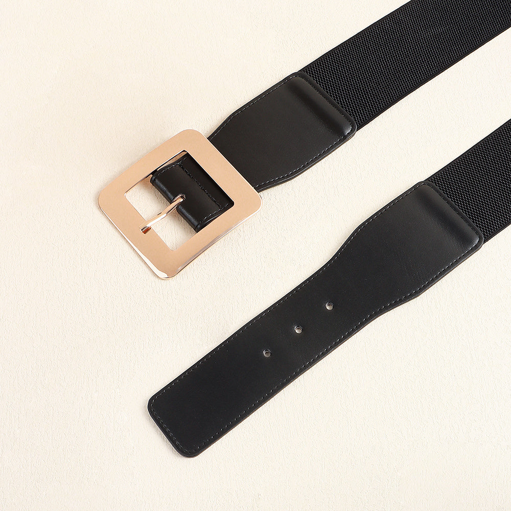 Retro Stretch Canvas Cinch Belt – Black