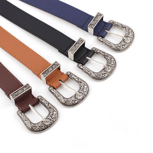 Retro Engraved Pin Buckle Belt