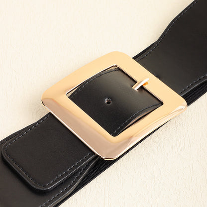 Retro Stretch Canvas Cinch Belt – Black