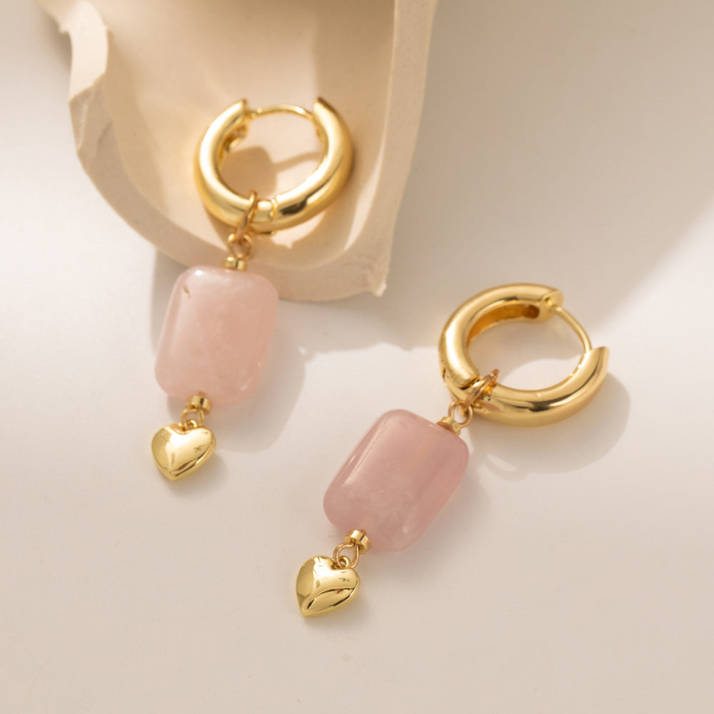 Natural Stone Heart Earrings
