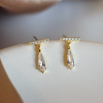 Simple Pendant Gem Earrings