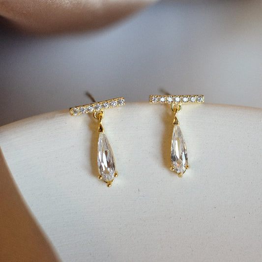 Simple Pendant Gem Earrings