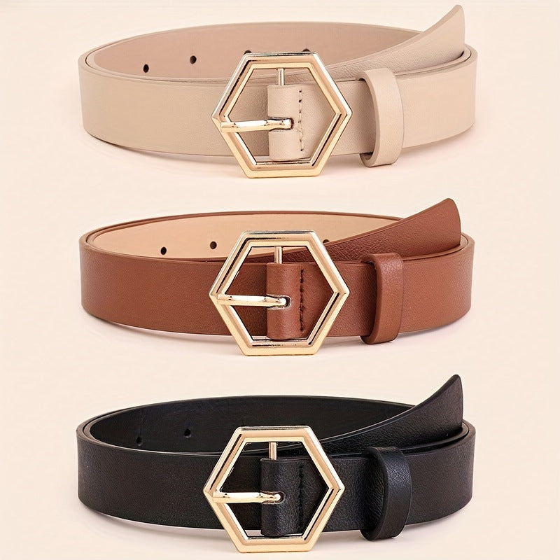 Chic Hexagon Buckle Belt