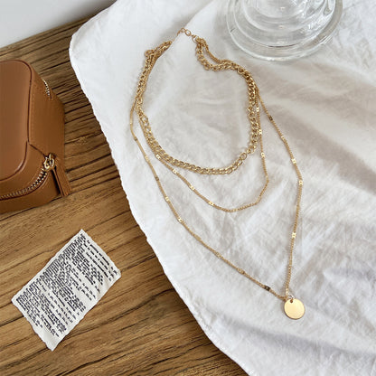 Gold Disc Chain Pendant Necklace