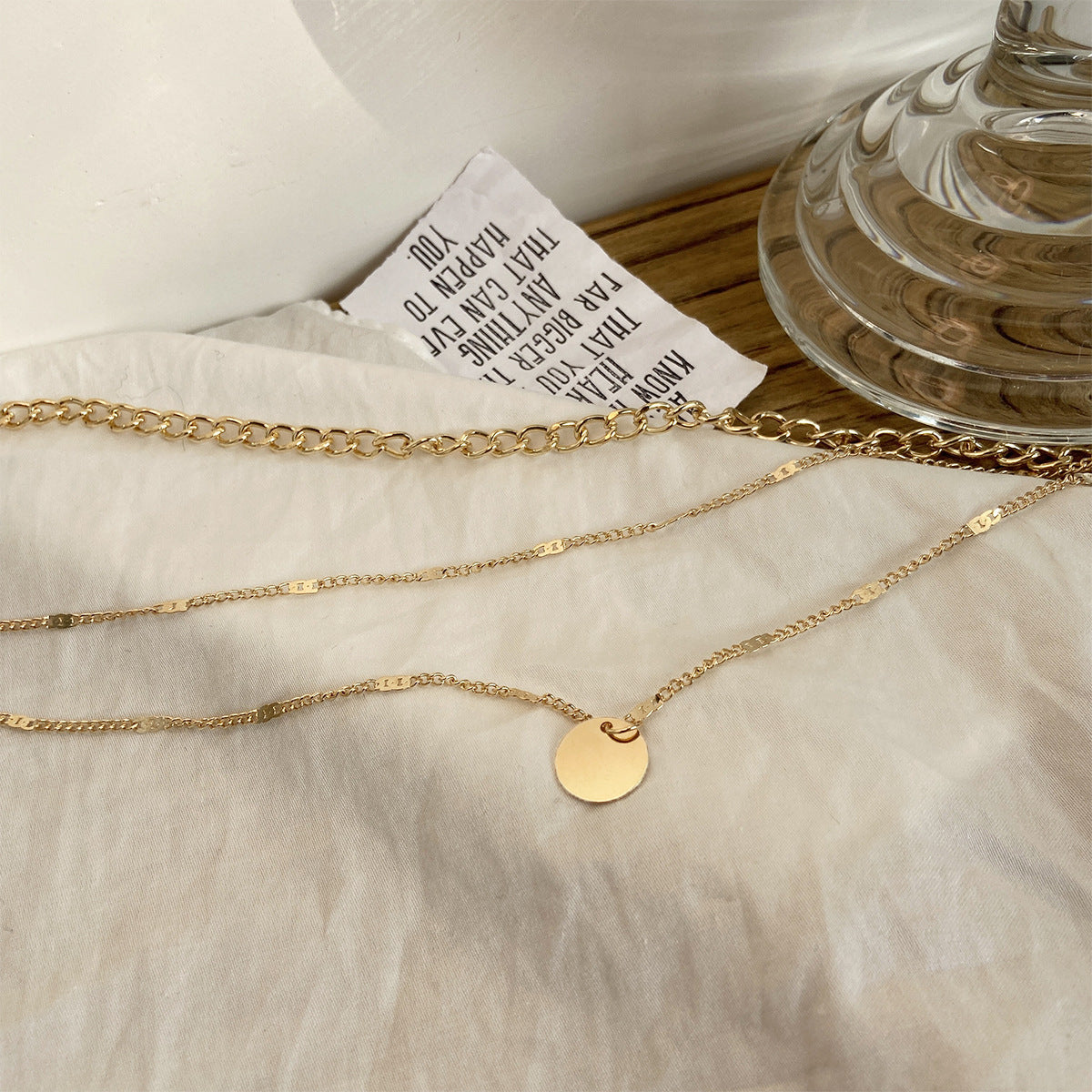 Gold Disc Chain Pendant Necklace