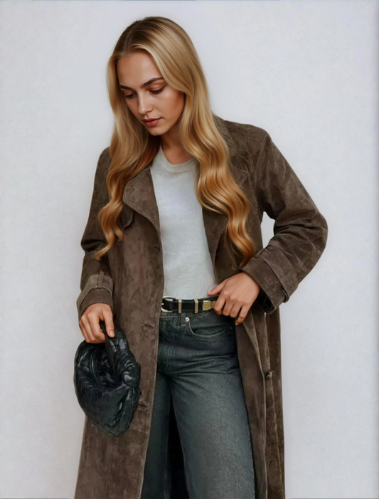 Emery Faux Suede Trench Coat