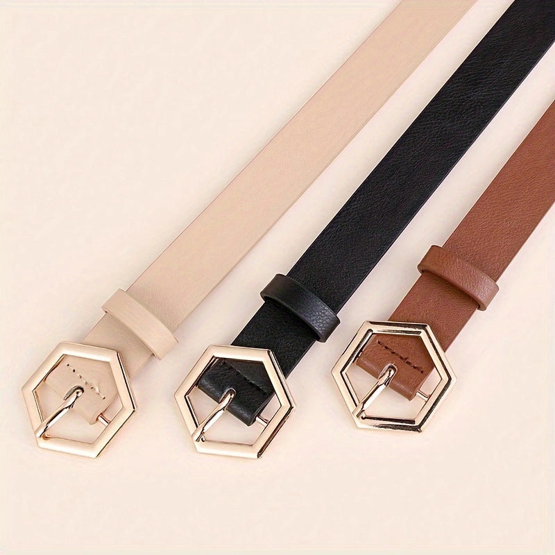 Chic Hexagon Buckle Belt