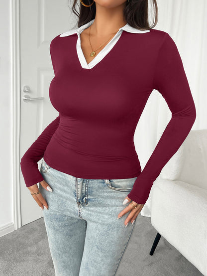 Ventara Contrast Long Sleeve Top