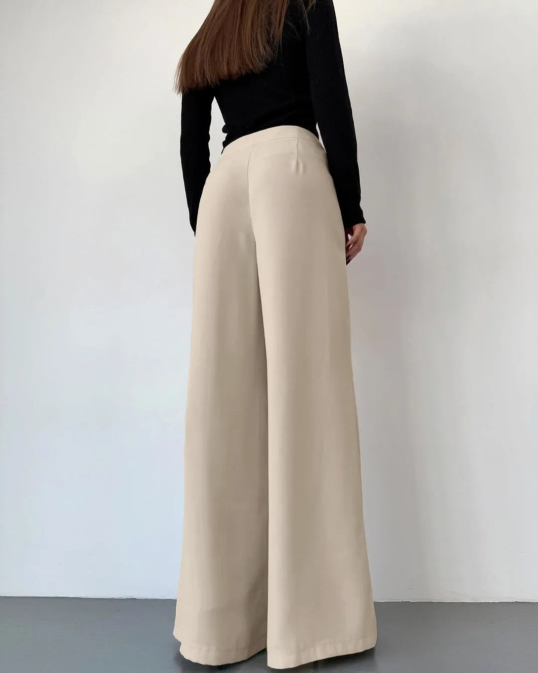 Retro Beige Pleat Pants