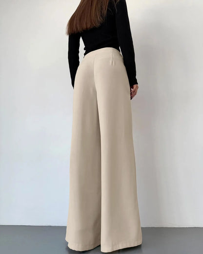 Retro Beige Pleat Pants