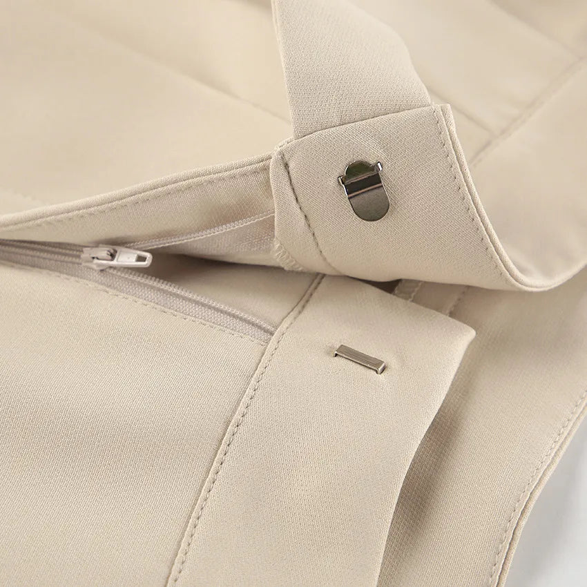 Retro Beige Pleat Pants