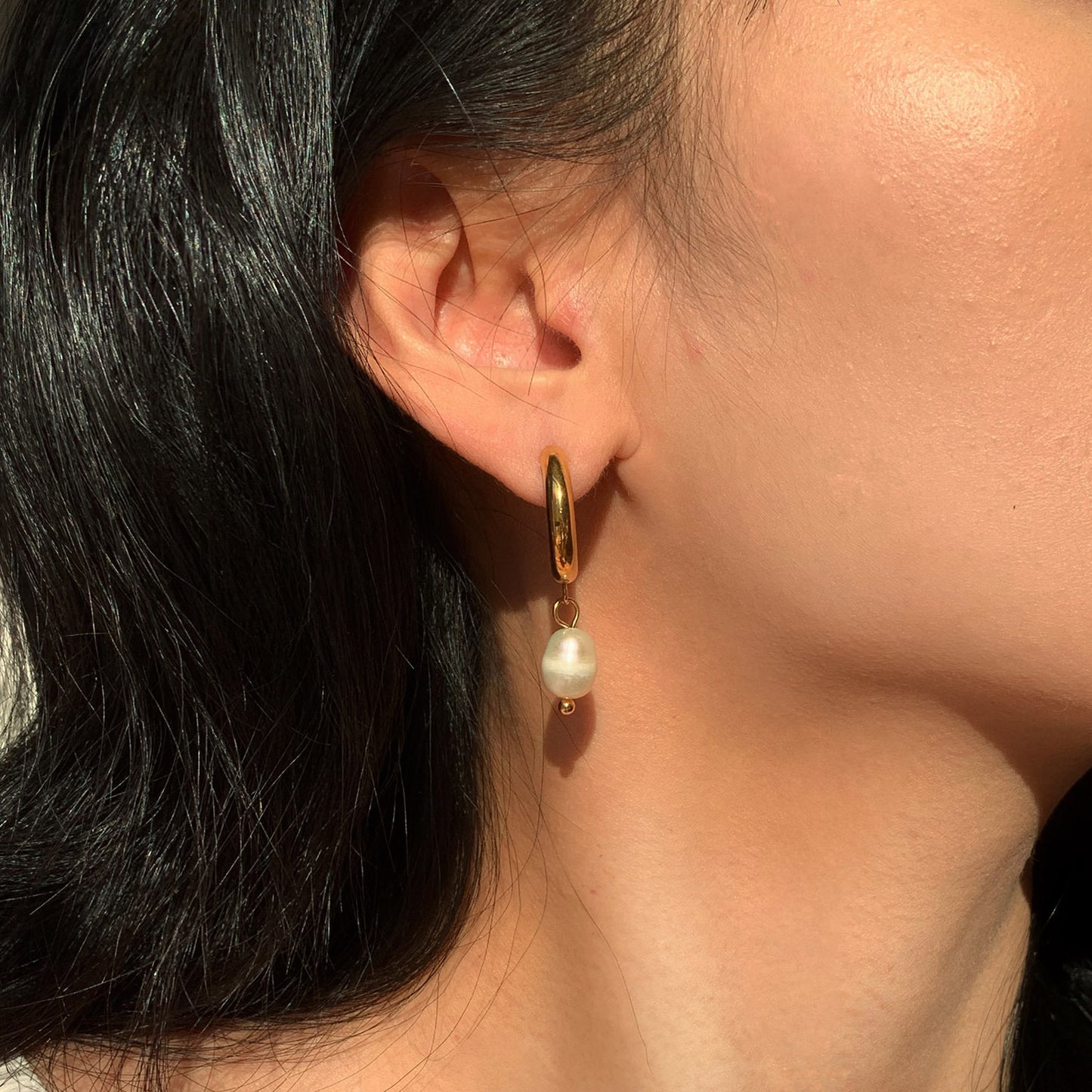 Pearl Gold Stainless Steel Earrings