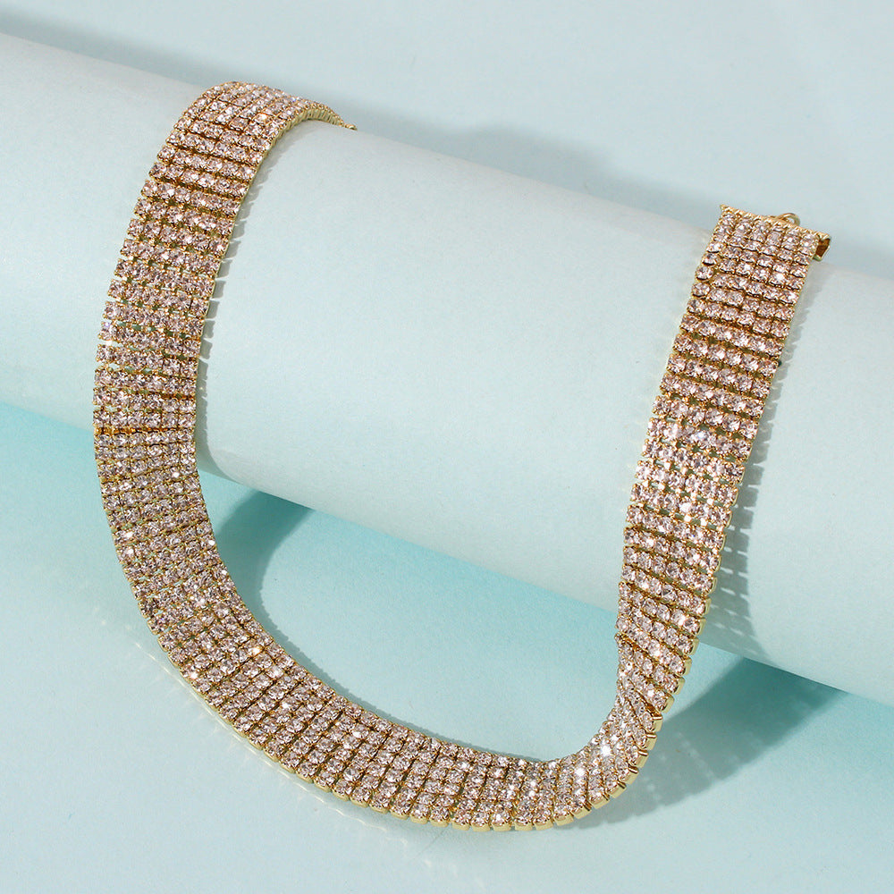 Geometric Full Rhinestone Necklace