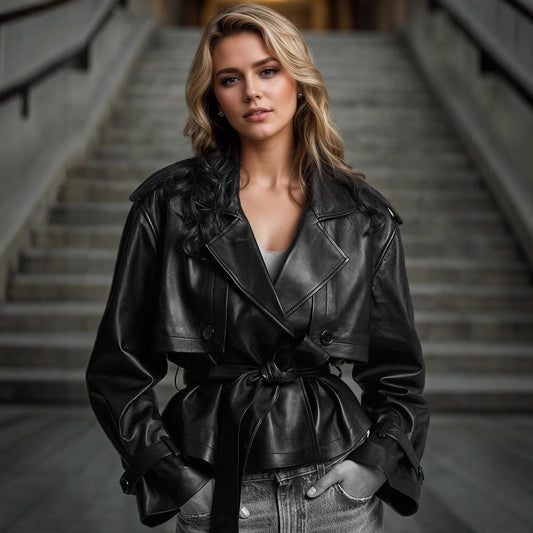 Black Leather Trench Jacket