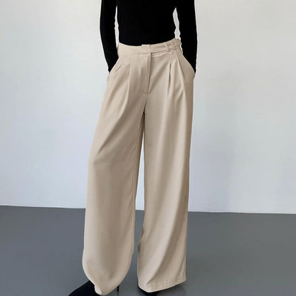 Retro Beige Pleat Pants