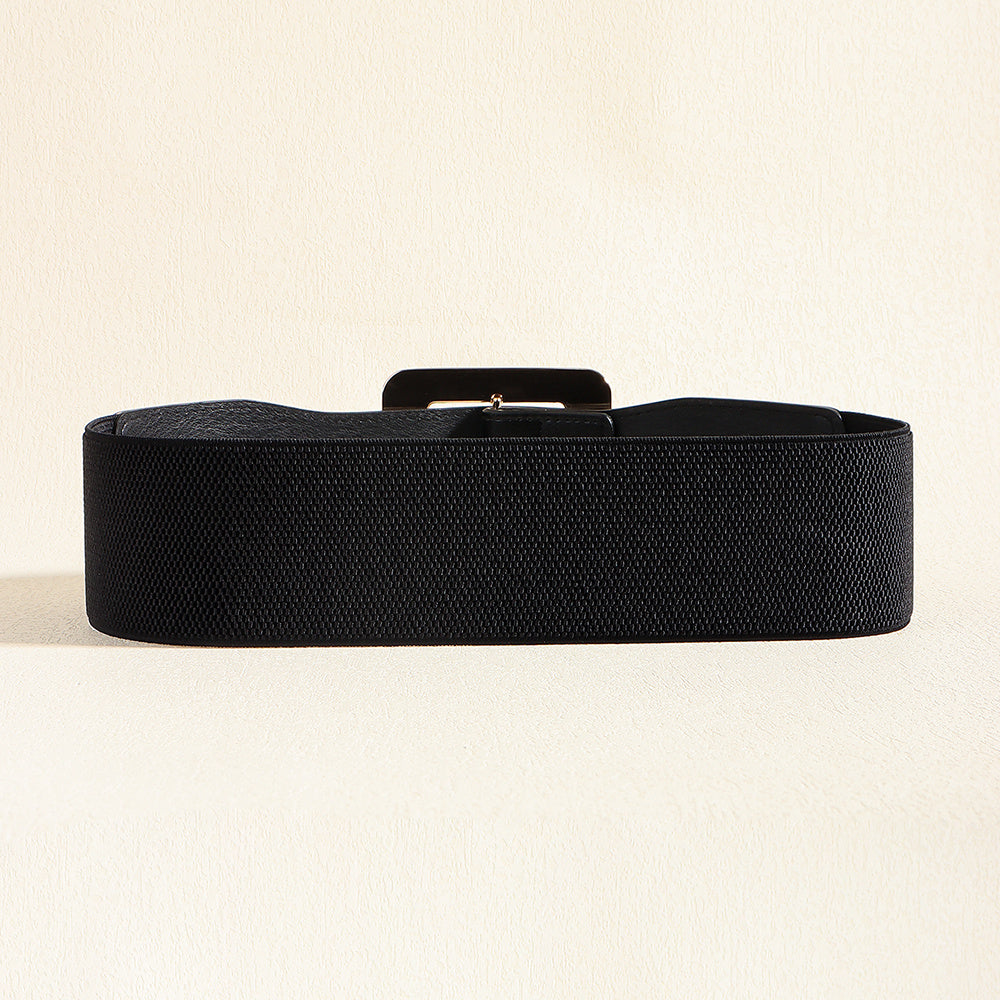 Retro Stretch Canvas Cinch Belt – Black