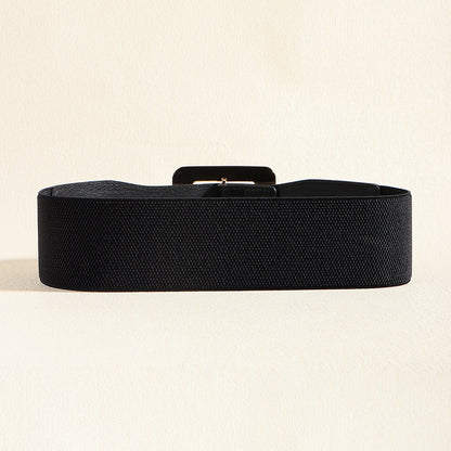 Retro Stretch Canvas Cinch Belt – Black