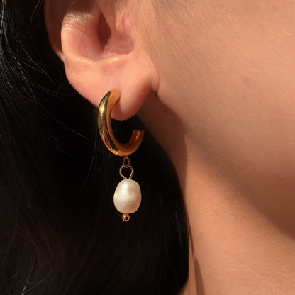 Pearl Gold Stainless Steel Earrings