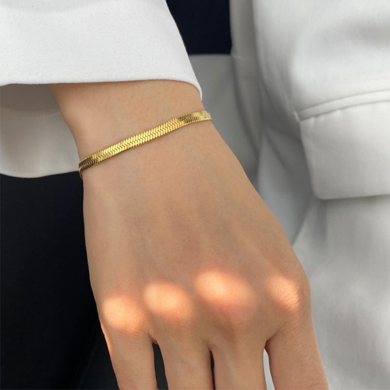 Herringbone Snake Chain Bracelet SS