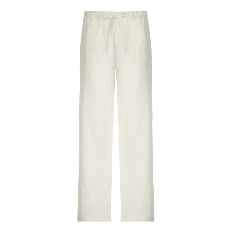 Relaxed Straight Leg Tie Waist Trousers