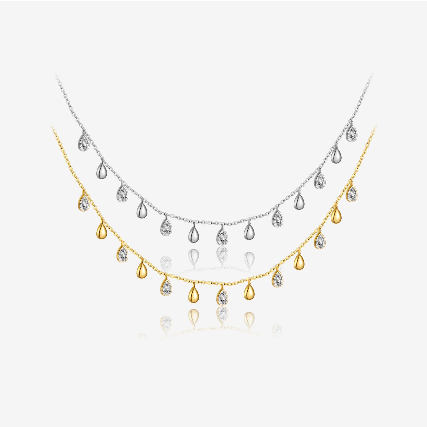 Sterling Silver Pear Droplet Pendant Necklace