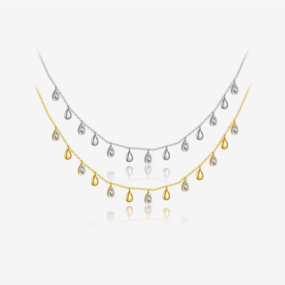 Sterling Silver Pear Droplet Pendant Necklace
