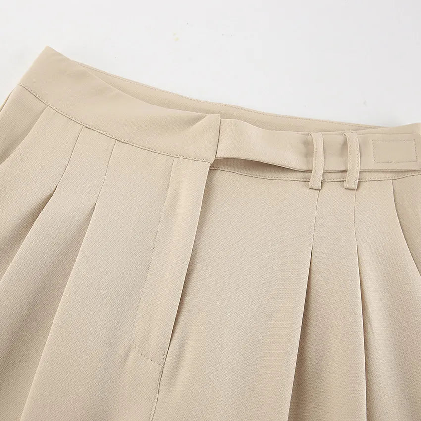 Retro Beige Pleat Pants
