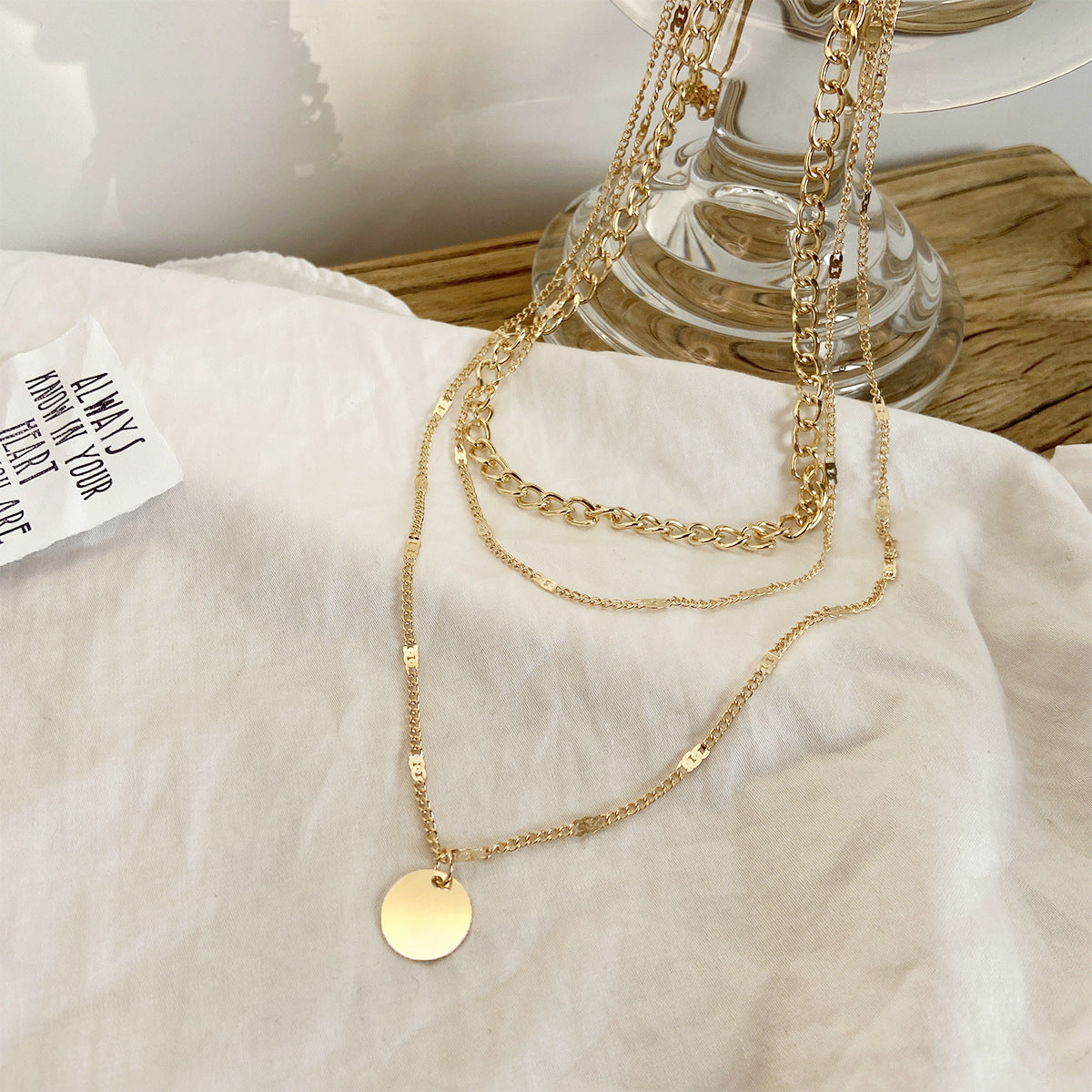 Gold Disc Chain Pendant Necklace