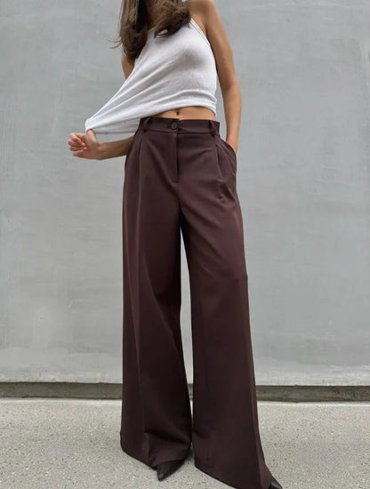 High Waist Espresso Drape Pants