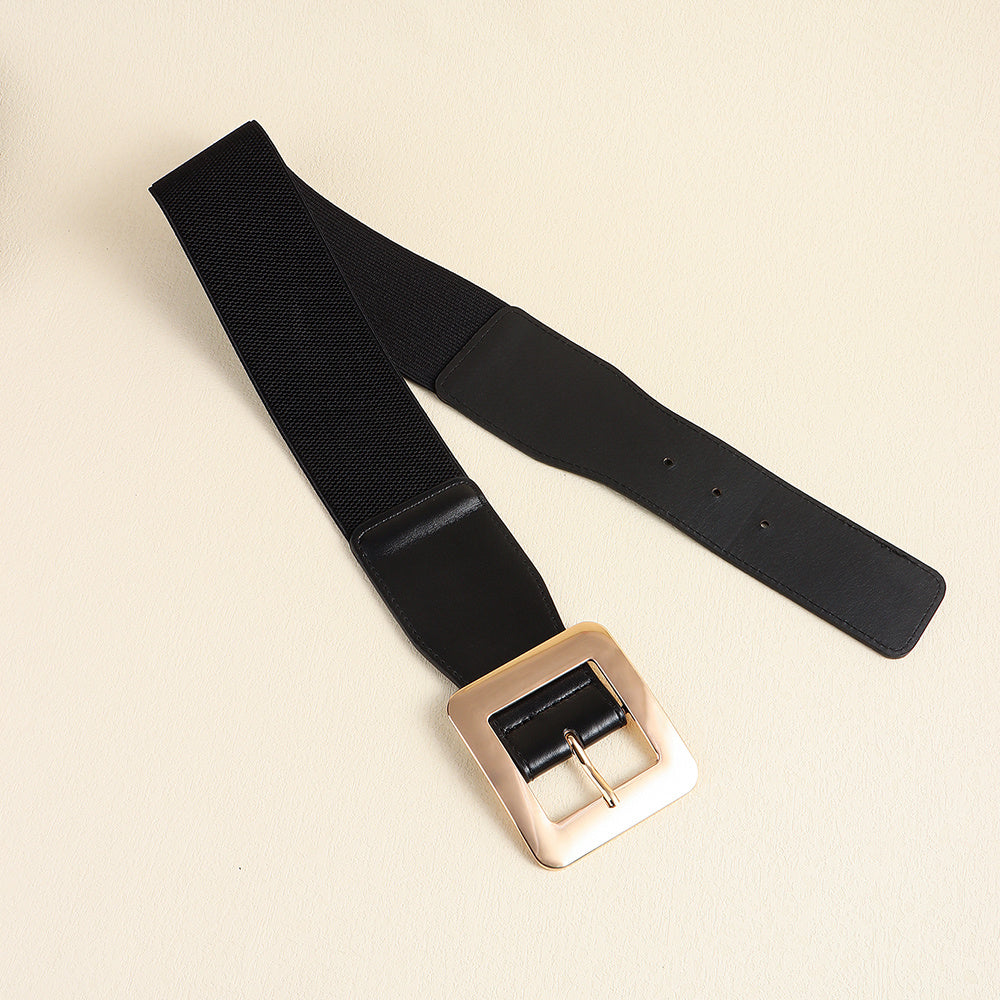 Retro Stretch Canvas Cinch Belt – Black