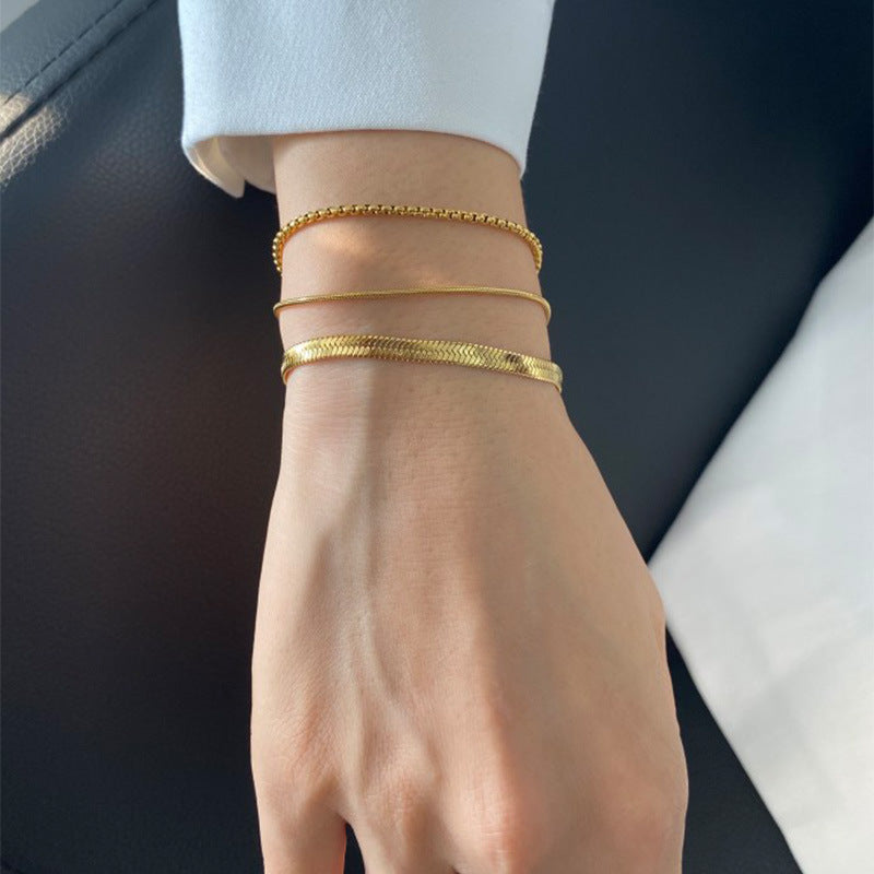 Herringbone Snake Chain Bracelet SS