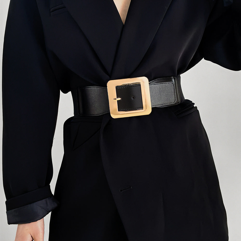 Retro Stretch Canvas Cinch Belt – Black