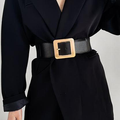 Retro Stretch Canvas Cinch Belt – Black