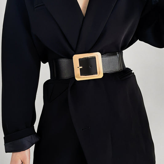 Retro Stretch Canvas Cinch Belt – Black