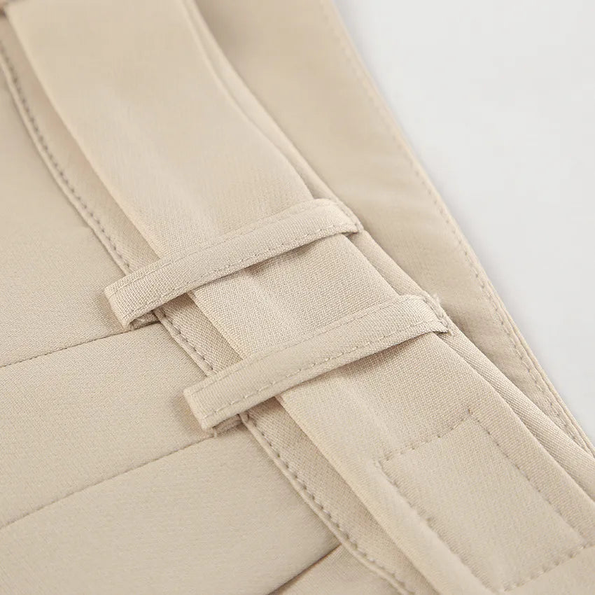 Retro Beige Pleat Pants