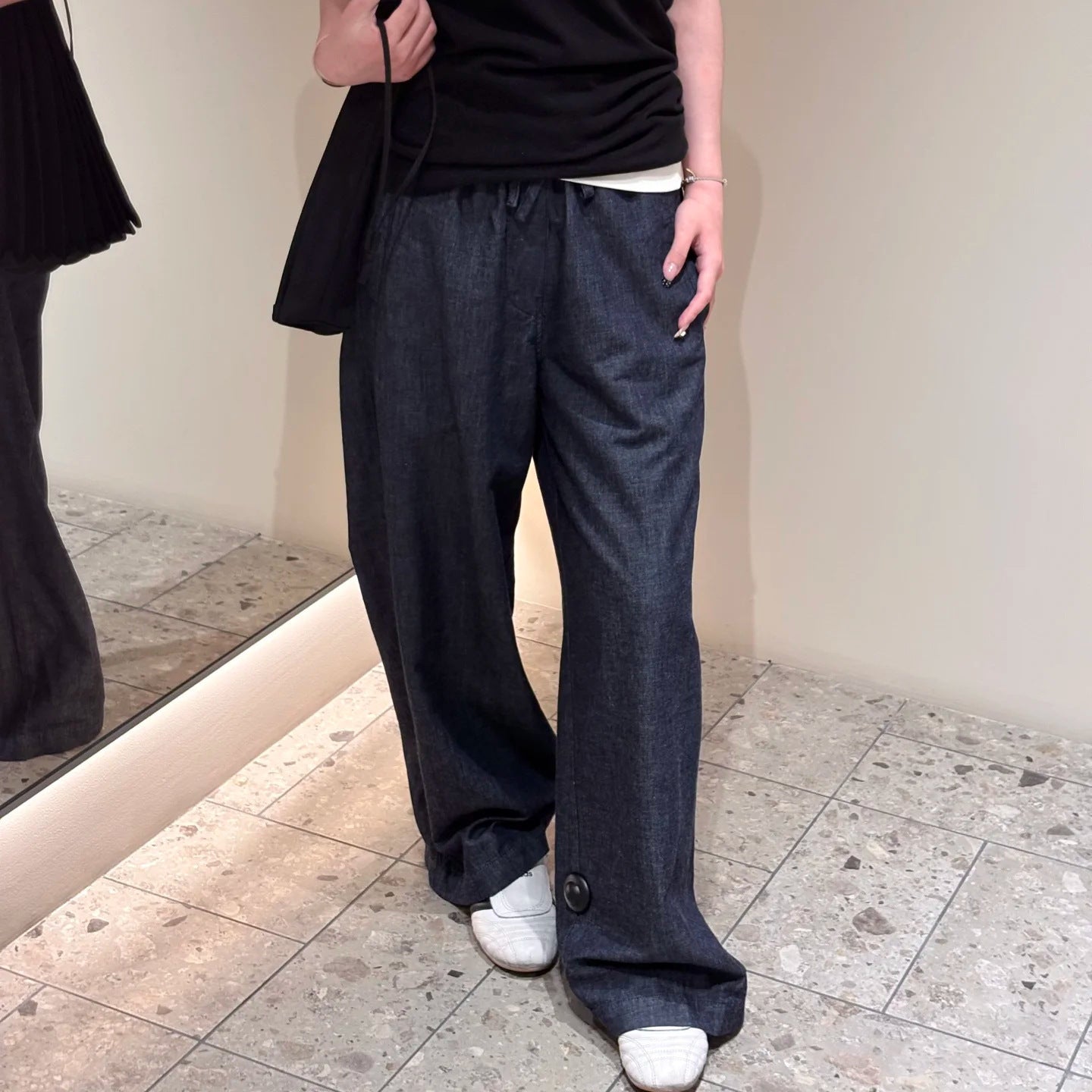 Navy Drawstring Linen Pant