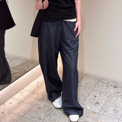 Navy Drawstring Linen Pant