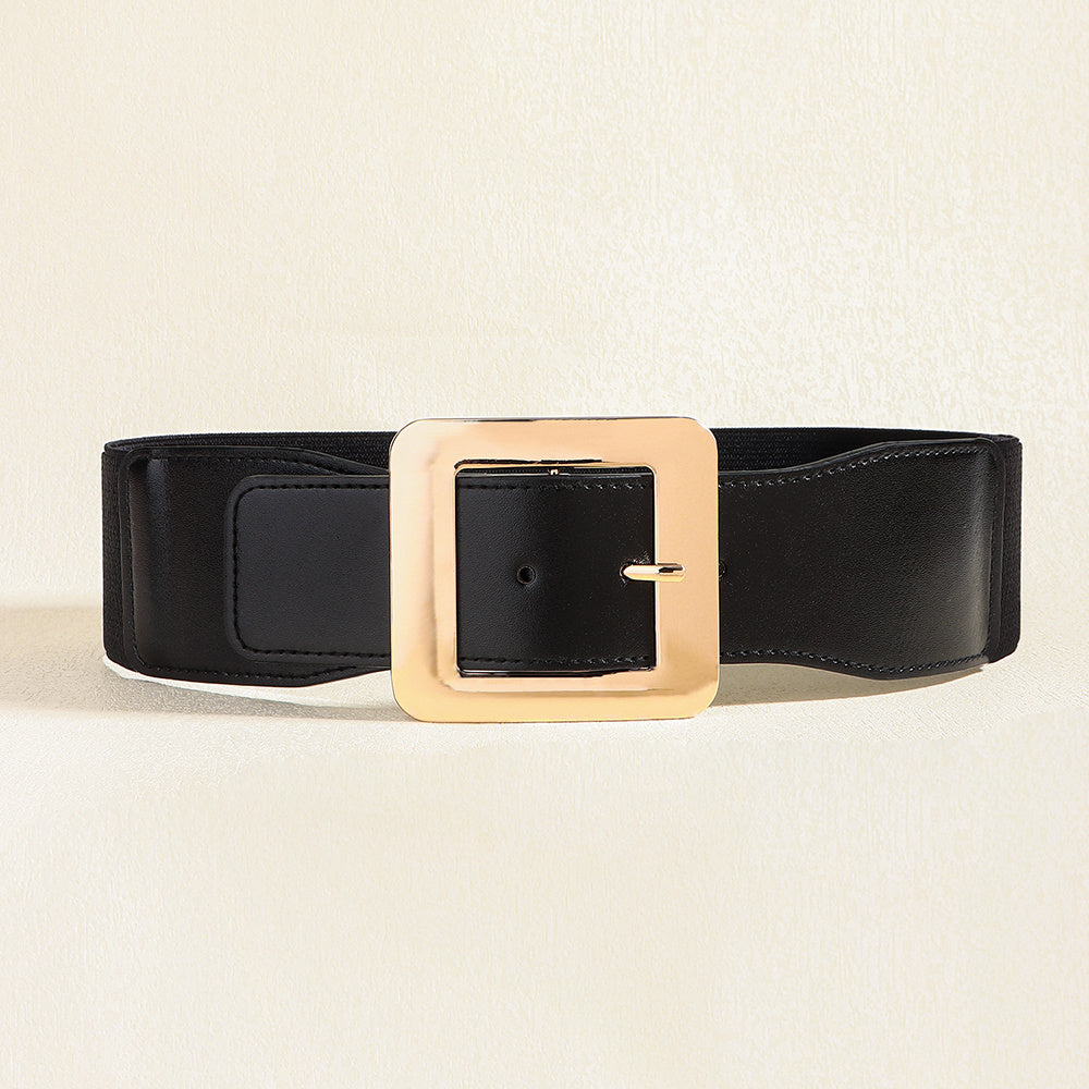 Retro Stretch Canvas Cinch Belt – Black