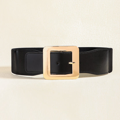 Retro Stretch Canvas Cinch Belt – Black