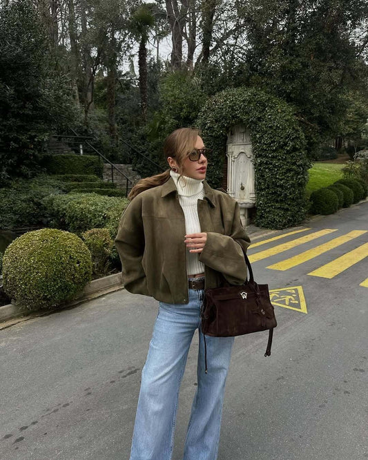 Astor Faux Suede Bomber Jacket