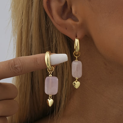 Natural Stone Heart Earrings