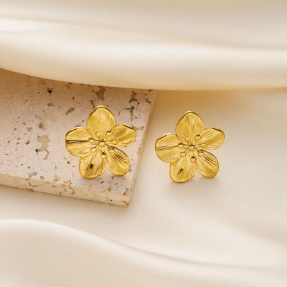 Modern Fan-Petal Flower Earrings